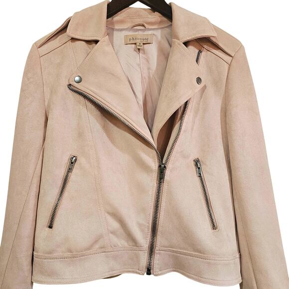 Philosophy Faux Leather Moto Jacket Blush Pink Size M - Picture 2 of 5